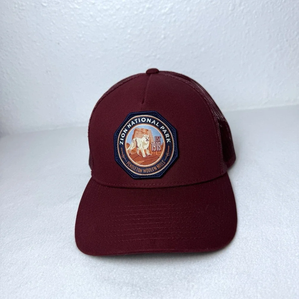 Pendleton Zion National Park Hat Burgundy Red Adjustable SnapBack Cap Yupoong